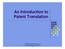 An Introduction to Patent Translation