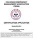 COLORADO EMERGENCY MANAGEMENT ASSOCIATION (CEMA) CERTIFICATION APPLICATION