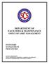 DEPARTMENT OF FACILITIES & MAINTENANCE OFFICE OF ASSET MANAGEMENT INVENTORY MANAGEMENT PROCEDURES