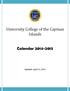 University College of the Cayman Islands. Calendar 2014-2015