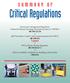 Critical Regulations SUMMARY OF. Stormwater Management Regulations (National Pollutant Discharge Elimination System or NPDES ) 40 CFR 122.