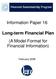Information Paper 16. Long-term Financial Plan (A Model Format for Financial Information)