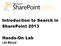 Introduction to Search in SharePoint 2013. Hands-On Lab. Lab Manual