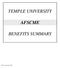 TEMPLE UNIVERSITY AFSCME BENEFITS SUMMARY
