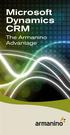 Microsoft Dynamics CRM. The Armanino Advantage