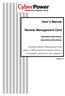 User s Manual. Remote Management Card