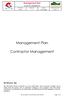 Management Plan. Contractor Management