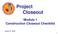 Project Closeout Module 1 Construction Closeout Checklist