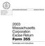 2003 Massachusetts Corporation Excise Return Form 355