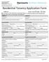 Residential Tenancy Application Form