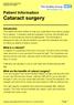 Patient Information Cataract surgery