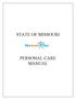 STATE OF MISSOURI PERSONAL CARE MANUAL