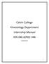 Calvin College Kinesiology Department Internship Manual KIN 346 A/REC 346. Revised 5/23/15