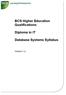 BCS Higher Education Qualifications. Database Systems Syllabus