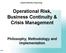 Operational Risk, Business Continuity & Crisis Management