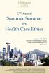 Summer Seminar in Health Care Ethics