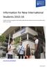 Information for New International Students 2015-16