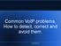 Common VoIP problems, How to detect, correct and avoid them. Penny Tone LLC 1