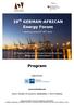 10 th GERMAN-AFRICAN Energy Forum ENERGY FORUM. Program