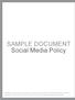 SAMPLE DOCUMENT Social Media Policy