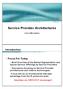 Service Provider Architectures