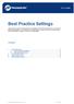 Best Practice Settings
