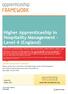 Higher Apprenticeship in Hospitality Management - Level 4 (England)