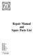Repair Manual and Spare Parts List