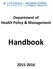 Department of Health Policy & Management. Handbook