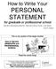 How to Write Your PERSONAL STATEMENT