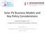 Solar PV Business Models and Key Policy Considerations