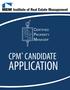 CERTIFIED PROPERTY MANAGER CPM CANDIDATE APPLICATION
