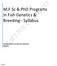 M.F.Sc & PhD Programs in Fish Genetics & Breeding - Syllabus