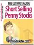 Short Selling With PennyStocker.com. Table of Contents