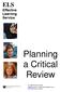 Planning a Critical Review ELS. Effective Learning Service