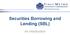 Securities Borrowing and Lending (SBL) An Introduction