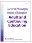 March 2016. Doctor of Philosophy Doctor of Education Adult and Continuing Education