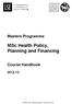 MSc Health Policy, Planning and Financing
