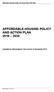 AFFORDABLE HOUSING POLICY AND ACTION PLAN 2010 2020