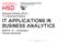 HSD. W Business Analytics (M.Sc.) IT in Business Analytics. IT Applications in Business Analytics SS2016 / 01 Introduction Thomas Zeutschler