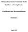 Michigan Department of Community Health. Task Force on Nursing Practice. Final Report and Recommendations. Summary