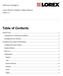 Table of Contents. Lorex Monitor Network Setup Manual. 2007 Lorex Technology Inc. Version 1.0. Using IP Edit...3