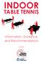INDOOR TABLE TENNIS. Information, Guidance and Recommendations