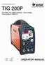 wilkinsonstar.com TIG 200P DC Pulse TIG / MMA Welding - Dual voltage Order code JT-200PDV OPERATOR MANUAL