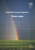 TIMOR-LESTE DECENT WORK COUNTRY PROGRAMME