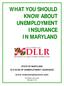 WHAT YOU SHOULD KNOW ABOUT UNEMPLOYMENT INSURANCE IN MARYLAND DLLR STATE OF MARYLAND DIVISION OF UNEMPLOYMENT INSURANCE. www.mdunemployment.