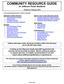 COMMUNITY RESOURCE GUIDE for Jefferson Parish Residents