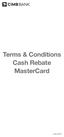 Terms & Conditions Cash Rebate MasterCard