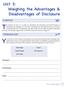 Unit 3: Weighing the Advantages & Disadvantages of Disclosure