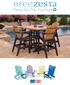 Recycled Poly Furniture. 48 Round Bar Table with four Coastal Bar Chairs in Black/Cedar multi-color